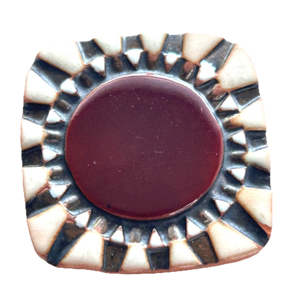 Geometric Ceramic Tile Brooch Pin - Picture 2 of 5